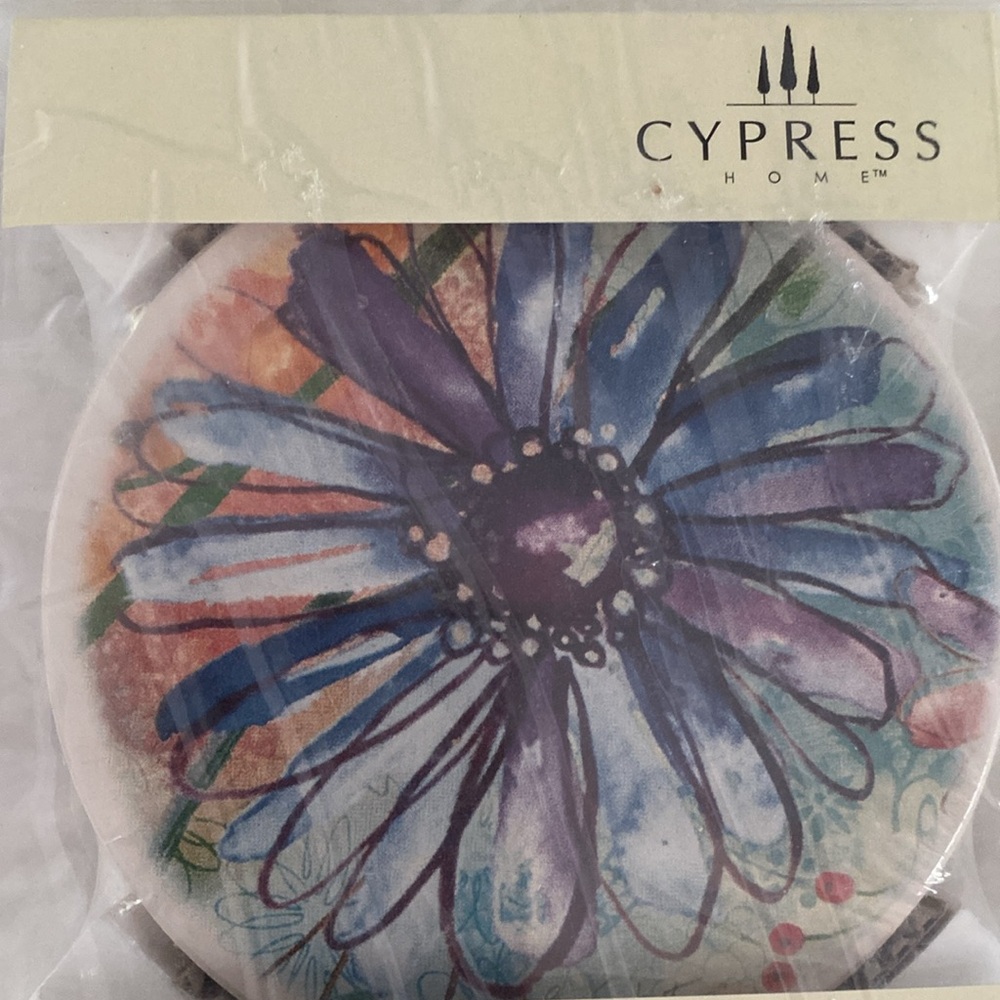 Multicolor Floral Absorbent Coaster Set. Set of 4.  New in Package. Unopened